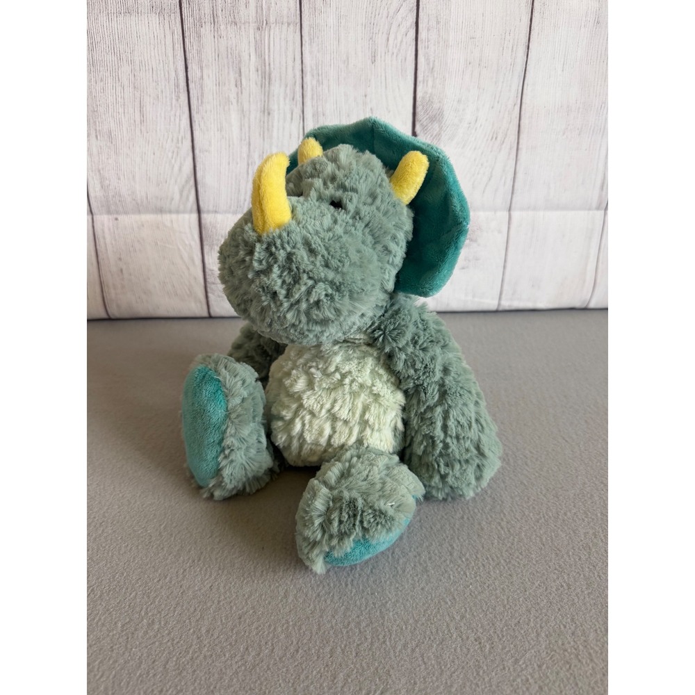 Demdaco Green Triceratops Dinosaur Plush Stuffed Animal Textured Weighted Toy